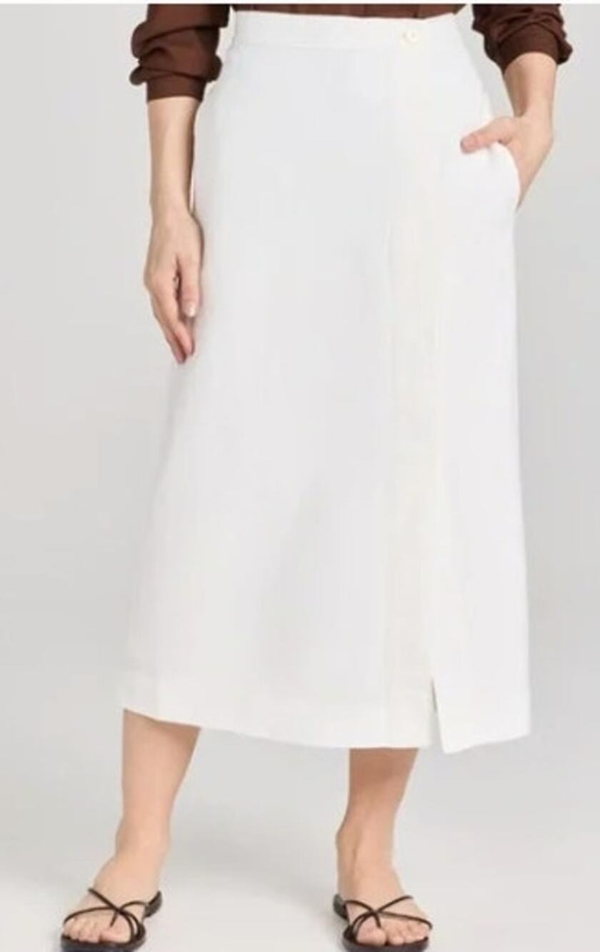 Alex Mill White Linen Blend Button Front Twill Midi Skirt Size XS